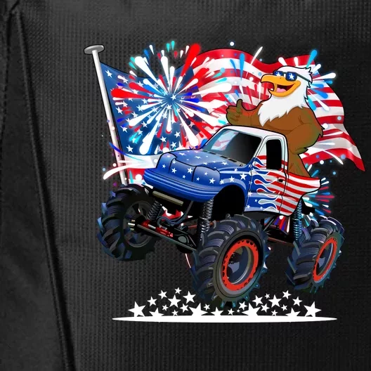 Funny American Usa Flag Eagle Monster Truck City Backpack