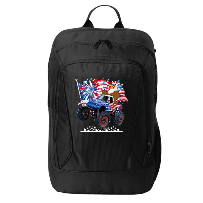 Funny American Usa Flag Eagle Monster Truck City Backpack