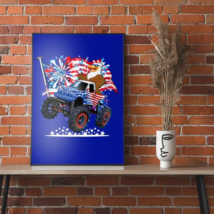 Funny American Usa Flag Eagle Monster Truck Poster