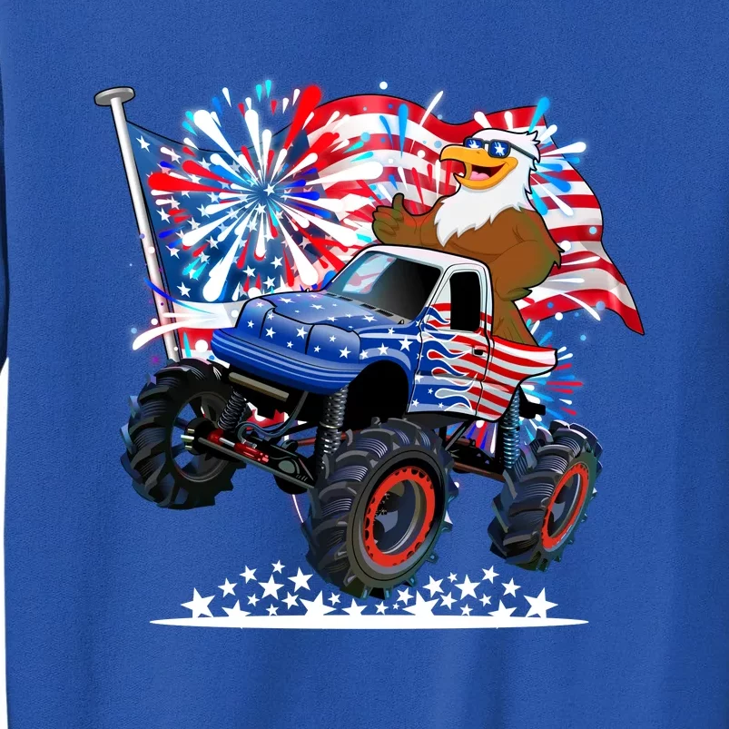 Funny American Usa Flag Eagle Monster Truck Tall Sweatshirt