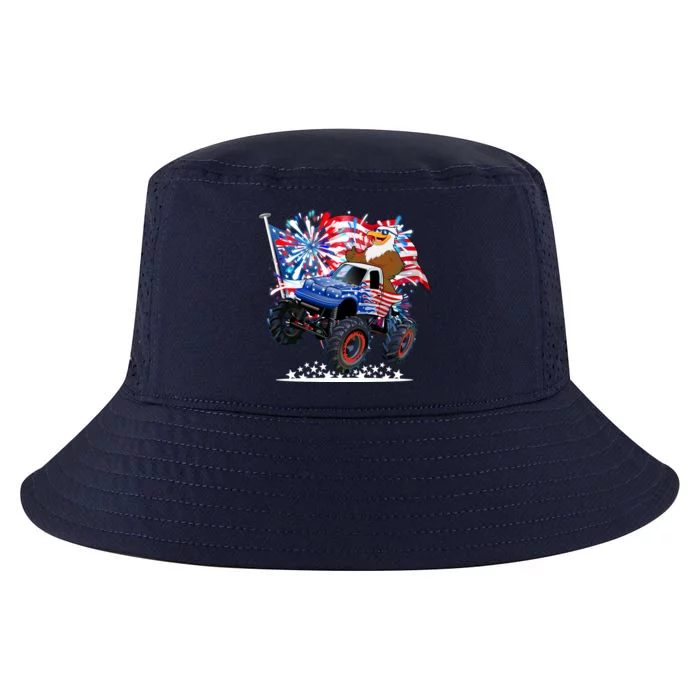 Funny American Usa Flag Eagle Monster Truck Cool Comfort Performance Bucket Hat