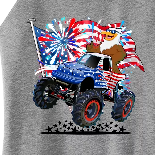 Funny American Usa Flag Eagle Monster Truck Women’s Perfect Tri Rocker Tank