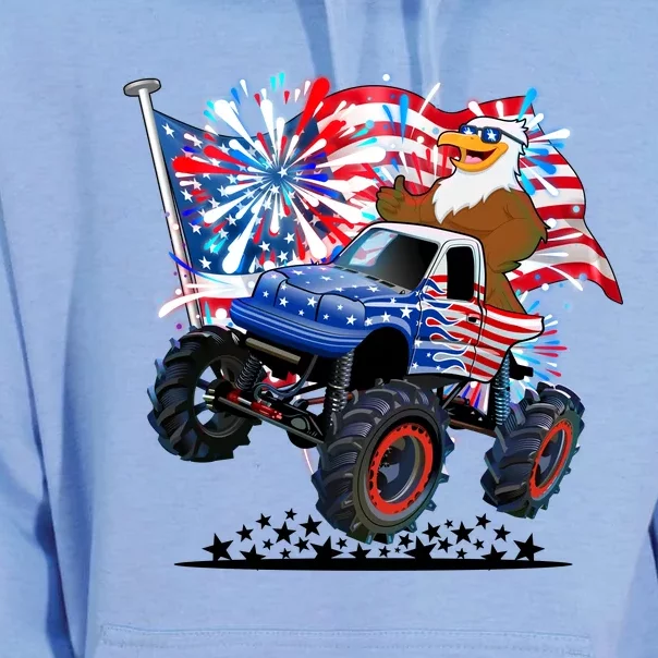 Funny American Usa Flag Eagle Monster Truck Unisex Surf Hoodie