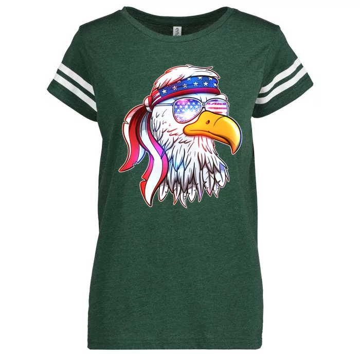 Funny American USA Flag Bandana Eagle Enza Ladies Jersey Football T-Shirt