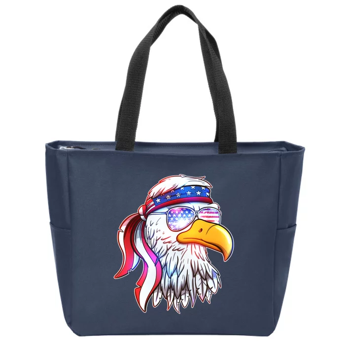 Funny American USA Flag Bandana Eagle Zip Tote Bag