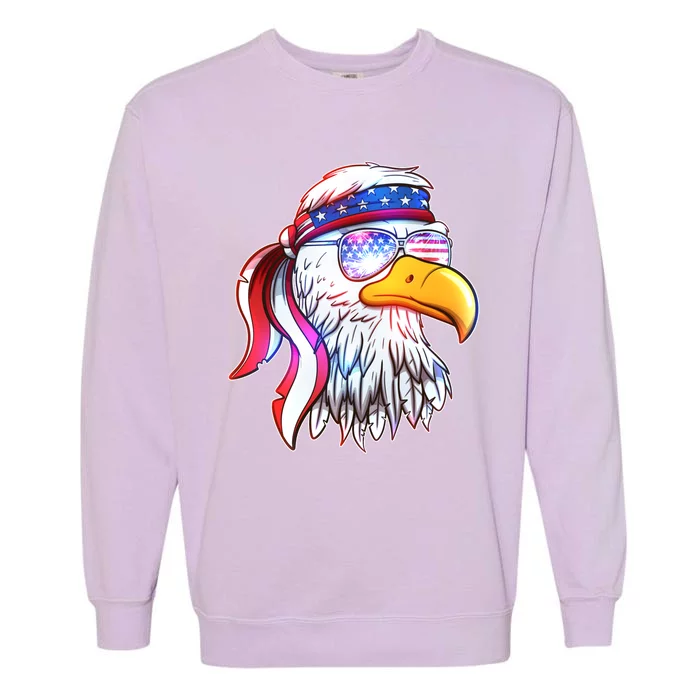 Funny American USA Flag Bandana Eagle Garment-Dyed Sweatshirt