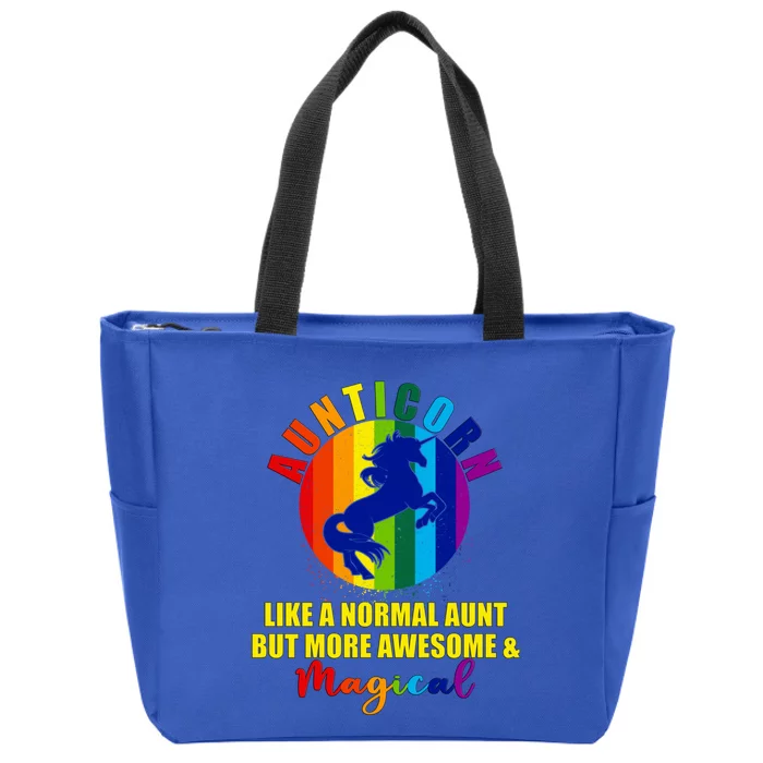 Funny Aunticorn Unicorn Cute Bright Rainbow For Aunt Gift Zip Tote Bag