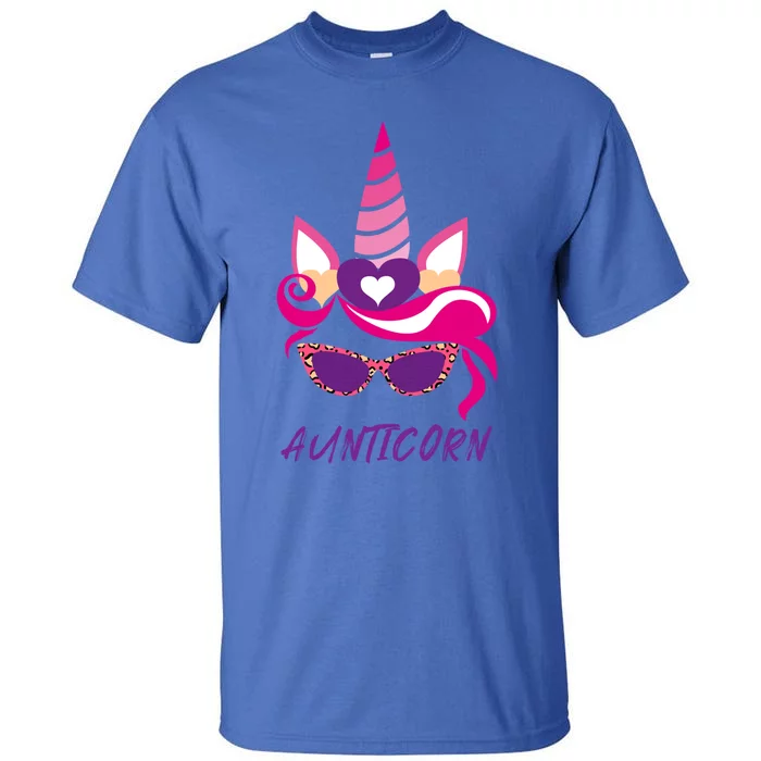 Funny Aunticorn Unicorn Cute Leopard Print Shades Aunt Gift Tall T-Shirt