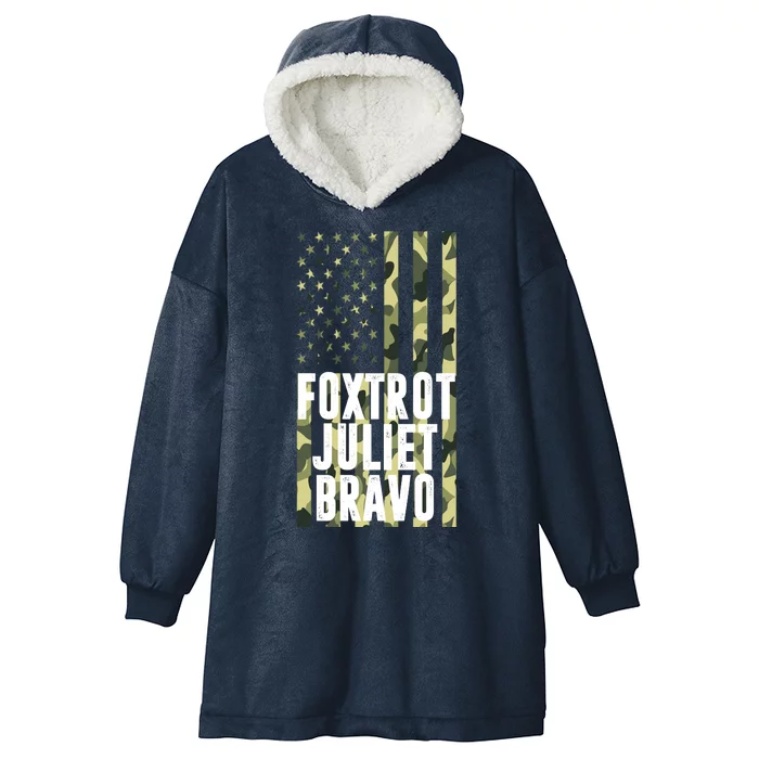 FJB Army Usa Flag Foxtrot Juliet Bravo Hooded Wearable Blanket