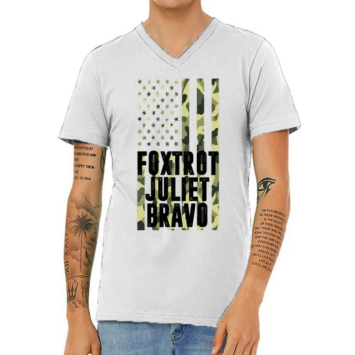 FJB Army Usa Flag Foxtrot Juliet Bravo V-Neck T-Shirt