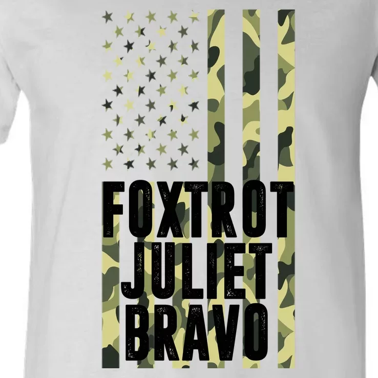 FJB Army Usa Flag Foxtrot Juliet Bravo V-Neck T-Shirt