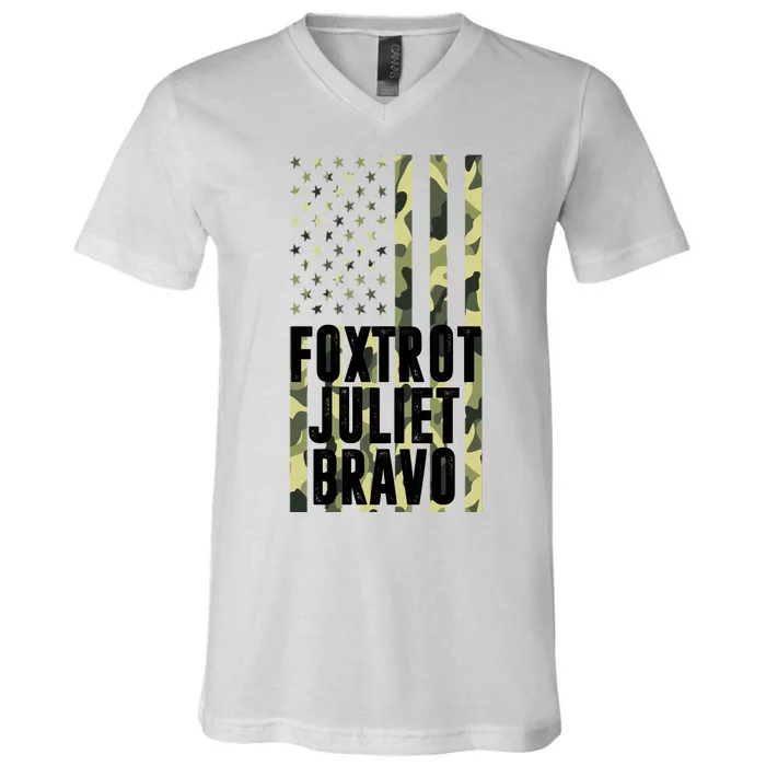 FJB Army Usa Flag Foxtrot Juliet Bravo V-Neck T-Shirt