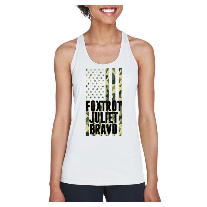 FJB Army Usa Flag Foxtrot Juliet Bravo Women's Racerback Tank