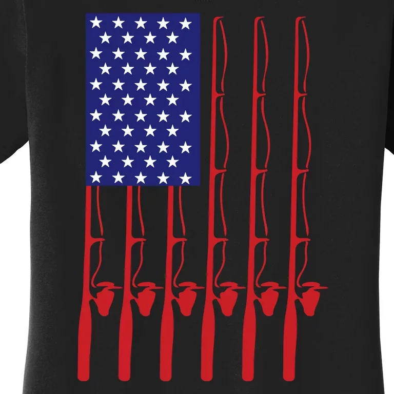 Fishing American USA Flag For Bass Fisherman Gifts Daddy Women's T-Shirt