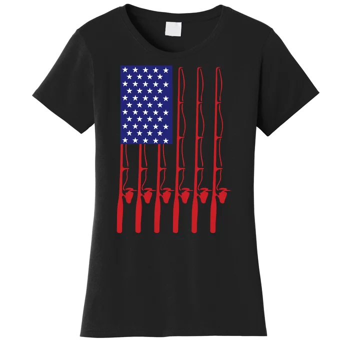 Fishing American USA Flag For Bass Fisherman Gifts Daddy Women's T-Shirt