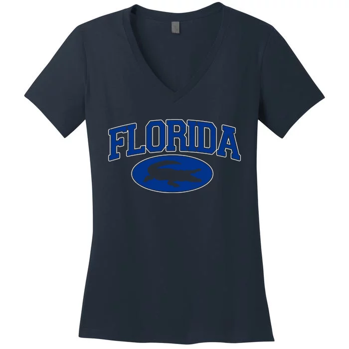 Florida Alligators University Team Logo Women's V-Neck T-Shirt