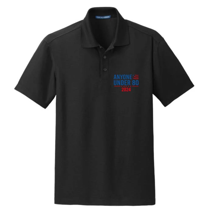 Funny Anyone Under 80 2024 Gift Dry Zone Grid Performance Polo