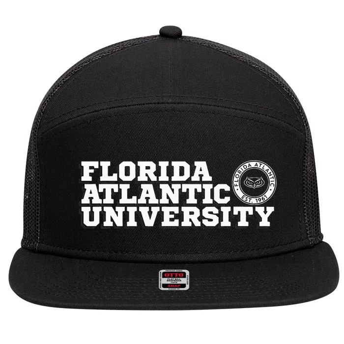 Florida Atlantic University FAU Owls Block Text 7 Panel Mesh Trucker Snapback Hat