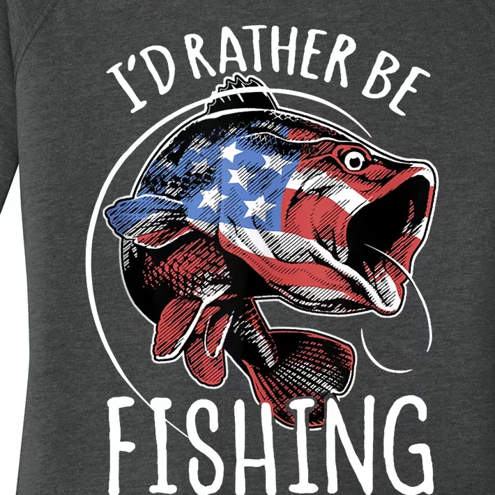 Fishing America USA 4th of July | I'd Rather Be Fishing Women's Perfect Tri Tunic Long Sleeve Shirt