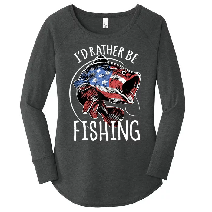 Fishing America USA 4th of July | I'd Rather Be Fishing Women's Perfect Tri Tunic Long Sleeve Shirt