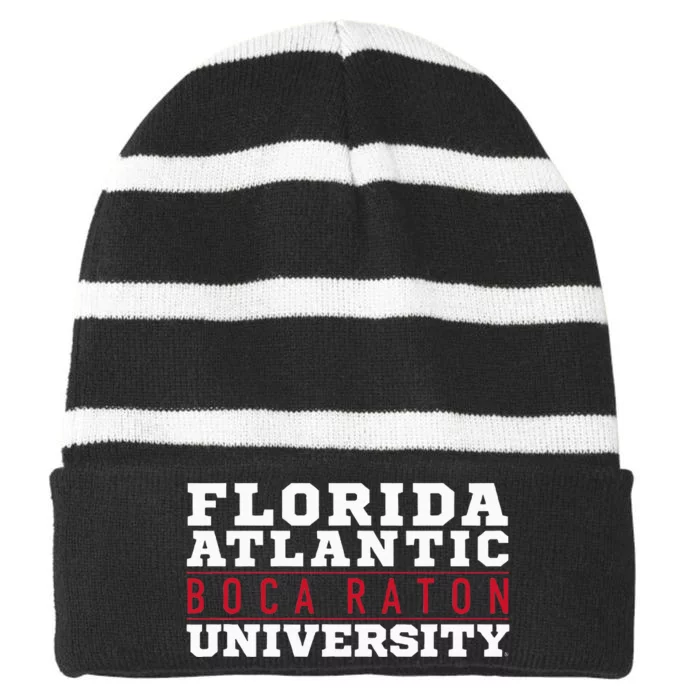 Florida Atlantic University Fau Owls Between The Lines Striped Beanie with Solid Band