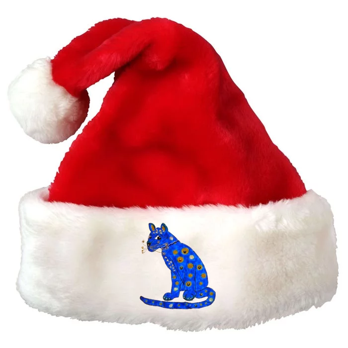 Funny ABBA Ugly Blue Cat Premium Christmas Santa Hat