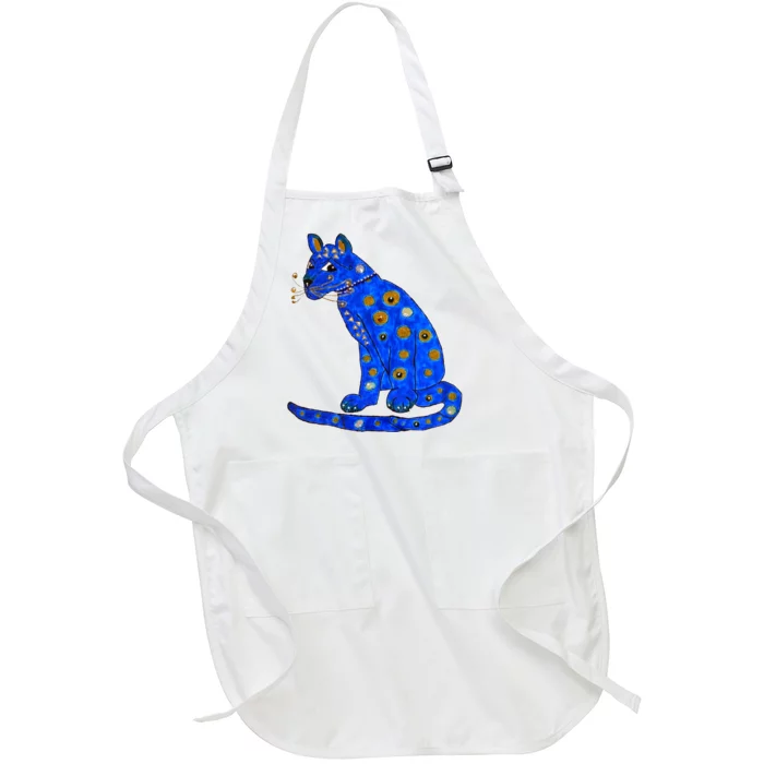 Funny ABBA Ugly Blue Cat Full-Length Apron With Pocket