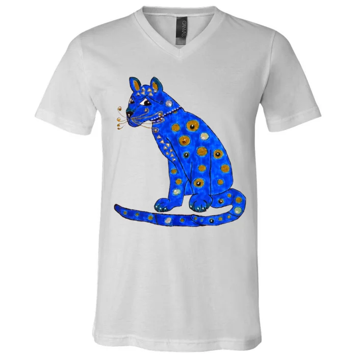 Funny ABBA Ugly Blue Cat V-Neck T-Shirt