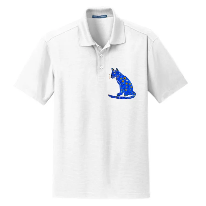 Funny ABBA Ugly Blue Cat Dry Zone Grid Performance Polo