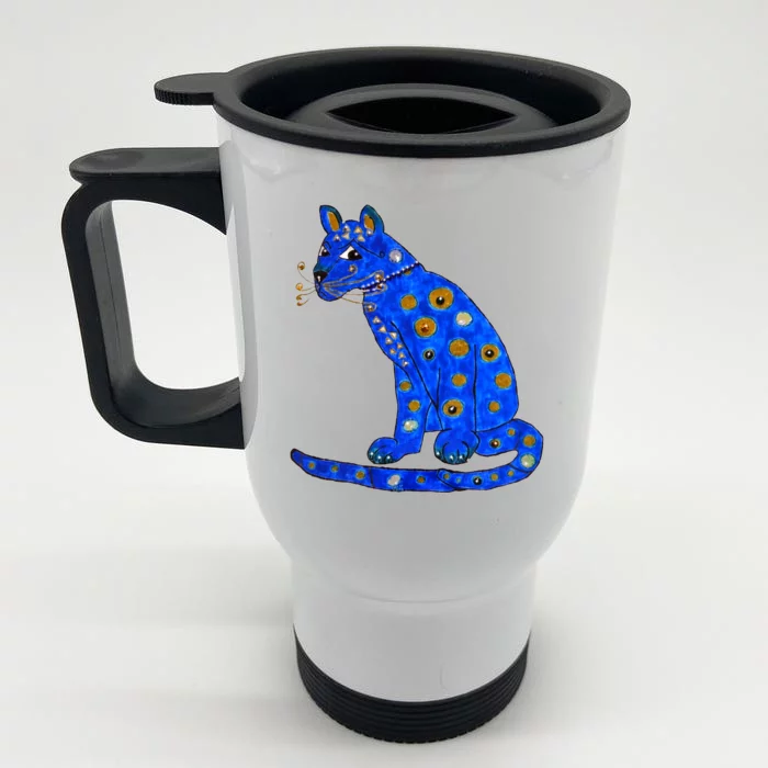 Funny ABBA Ugly Blue Cat Front & Back Stainless Steel Travel Mug