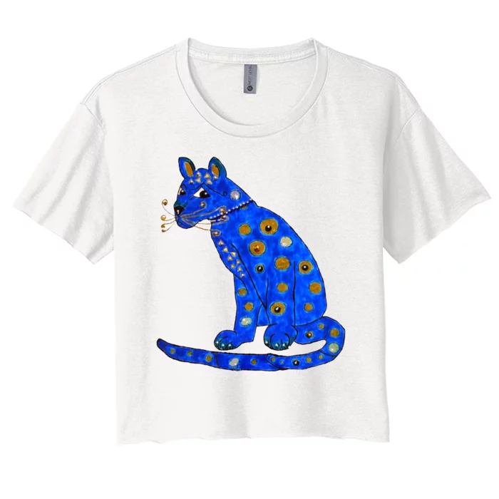 Funny ABBA Ugly Blue Cat Women's Crop Top Tee