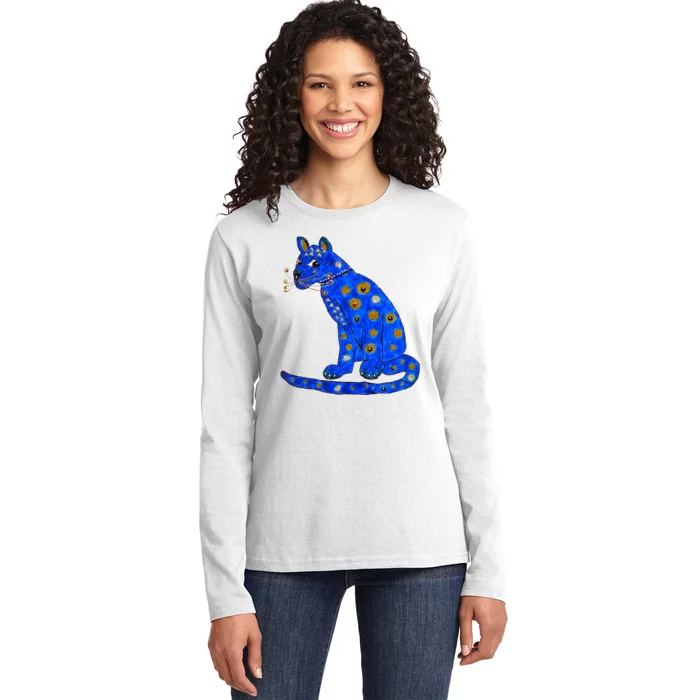 Funny ABBA Ugly Blue Cat Ladies Long Sleeve Shirt