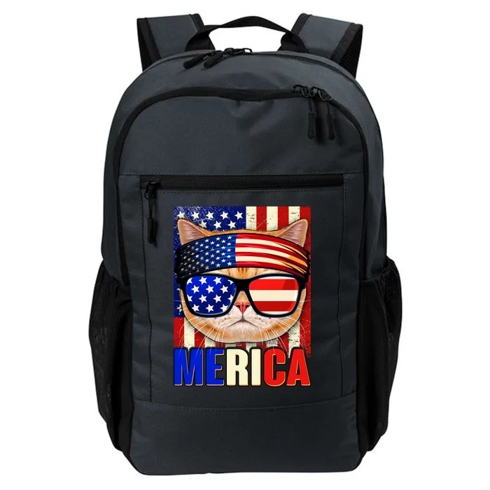 Funny American USA Flag Merica Cat Daily Commute Backpack