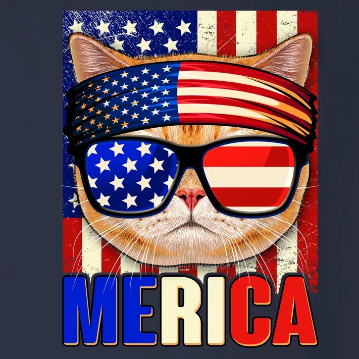 Funny American USA Flag Merica Cat Toddler Long Sleeve Shirt