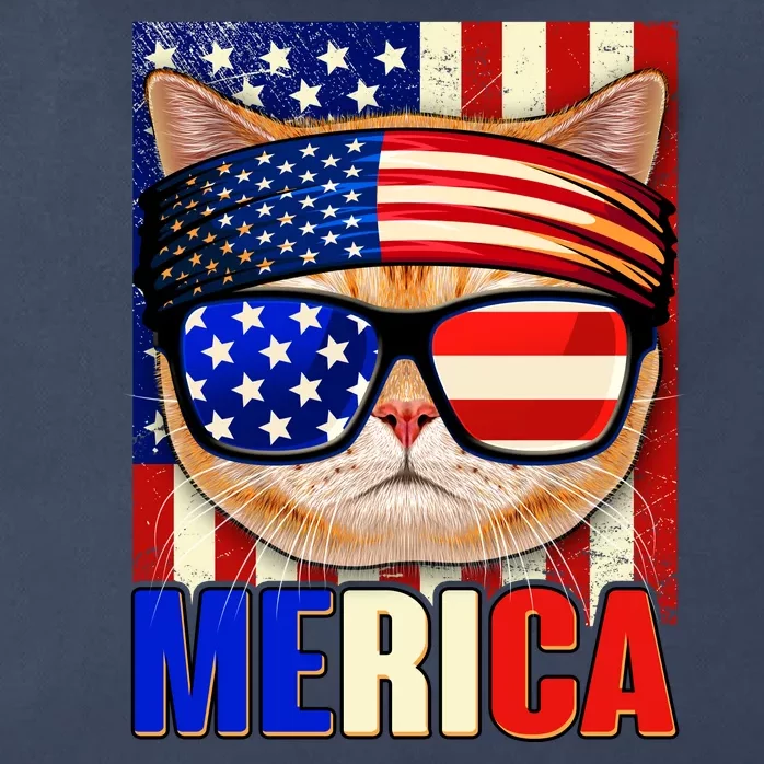 Funny American USA Flag Merica Cat Zip Tote Bag