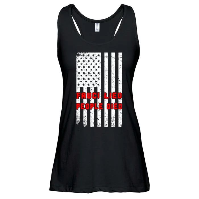 Fauci Lied People Died American Flag Ladies Essential Flowy Tank