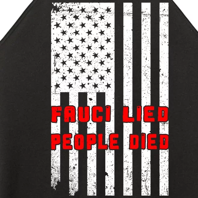 Fauci Lied People Died American Flag Women’s Perfect Tri Rocker Tank