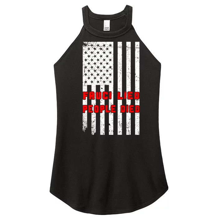 Fauci Lied People Died American Flag Women’s Perfect Tri Rocker Tank