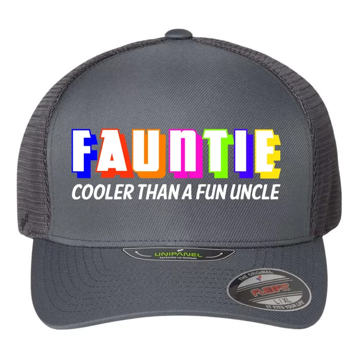 Fauntie Cooler Than a Fun Uncle Funcle Auntie Flexfit Unipanel Trucker Cap