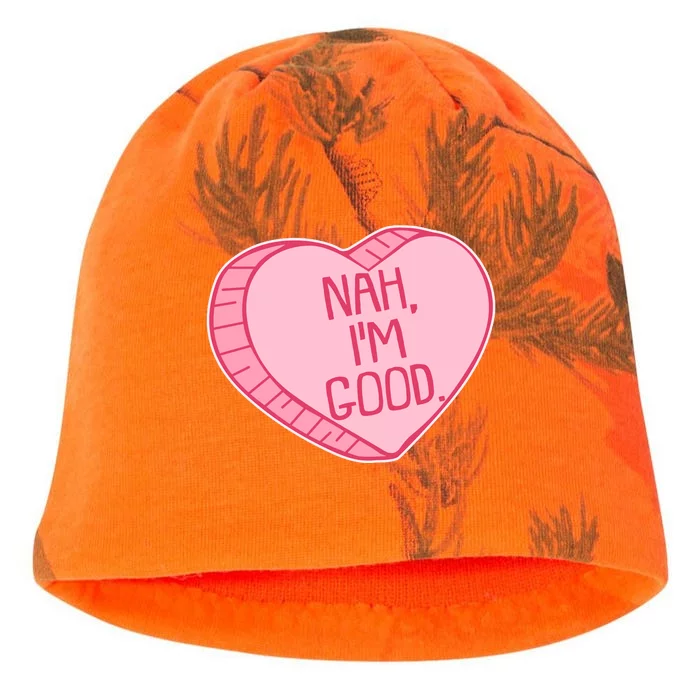 Funny Anti Valentines Day Nah I'm Good Candy Heart Kati - Camo Knit Beanie