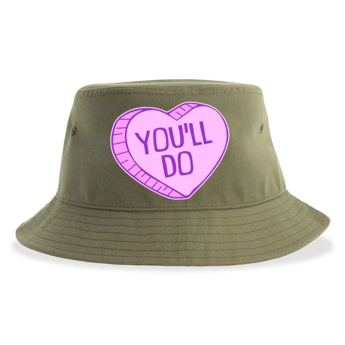 Funny Anti Valentines Day You'll Do Candy Heart Sustainable Bucket Hat