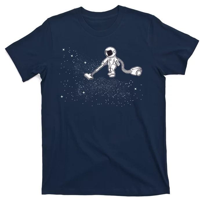 Funny Astronaut Vacuuming Galaxy Stars T-Shirt