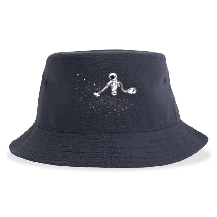 Funny Astronaut Vacuuming Galaxy Stars Sustainable Bucket Hat