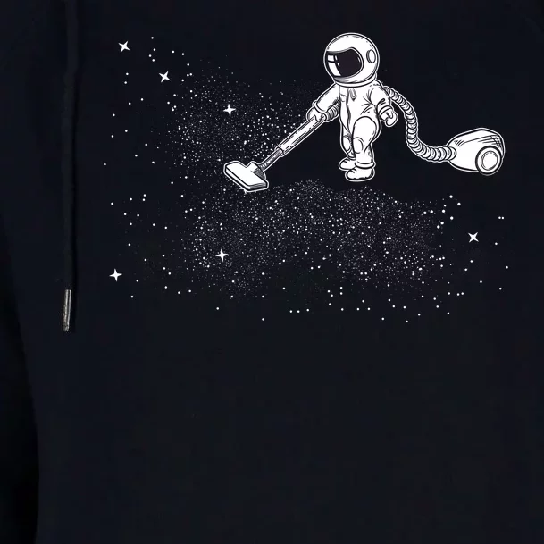 Funny Astronaut Vacuuming Galaxy Stars Womens Funnel Neck Pullover Hood