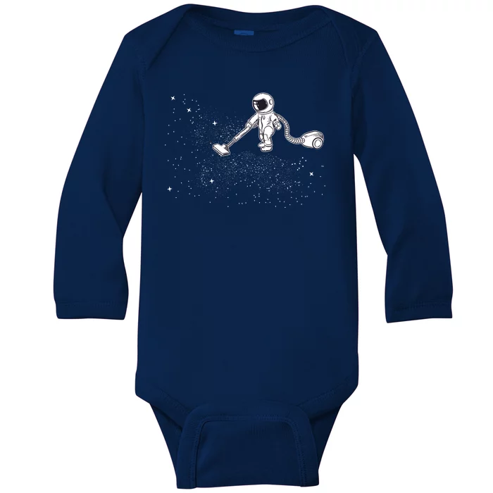 Funny Astronaut Vacuuming Galaxy Stars Baby Long Sleeve Bodysuit