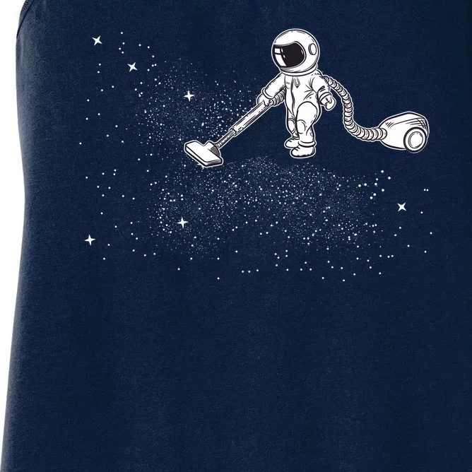 Funny Astronaut Vacuuming Galaxy Stars Women's Racerback Tank