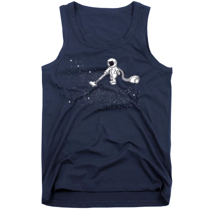 Funny Astronaut Vacuuming Galaxy Stars Tank Top