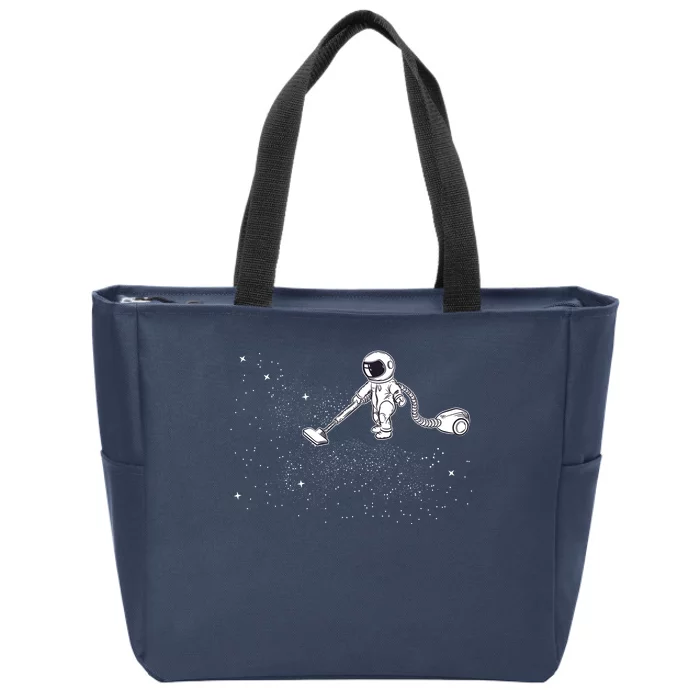 Funny Astronaut Vacuuming Galaxy Stars Zip Tote Bag