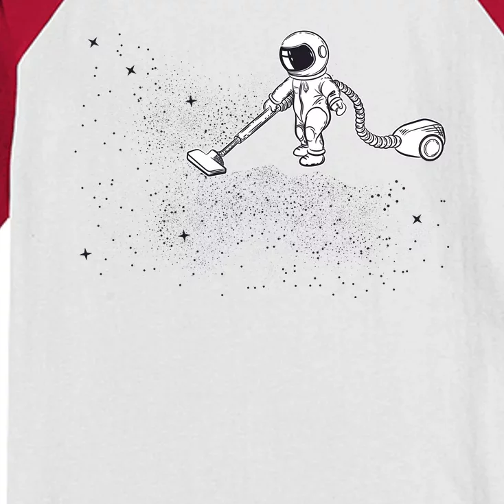 Funny Astronaut Vacuuming Galaxy Stars Kids Colorblock Raglan Jersey