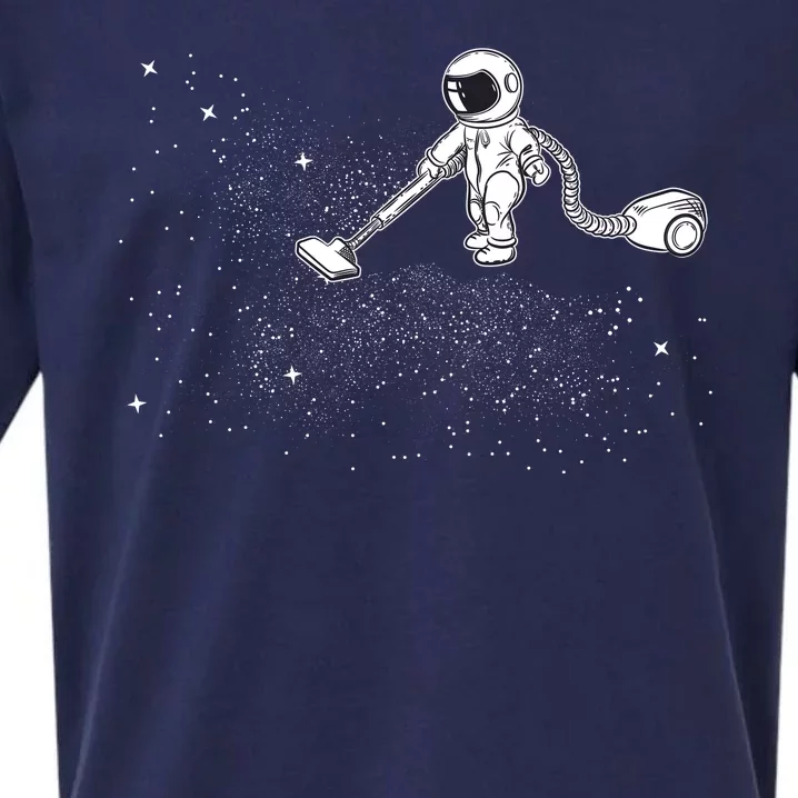 Funny Astronaut Vacuuming Galaxy Stars Sueded Cloud Jersey T-Shirt